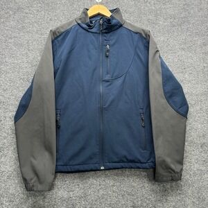 Black Diamond Jacket Men's Medium Navy Gray Softshell Fleece Lined Full Zip